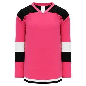 Rare Pink and Black Athletic Knit Hockey Jersey, Size Small